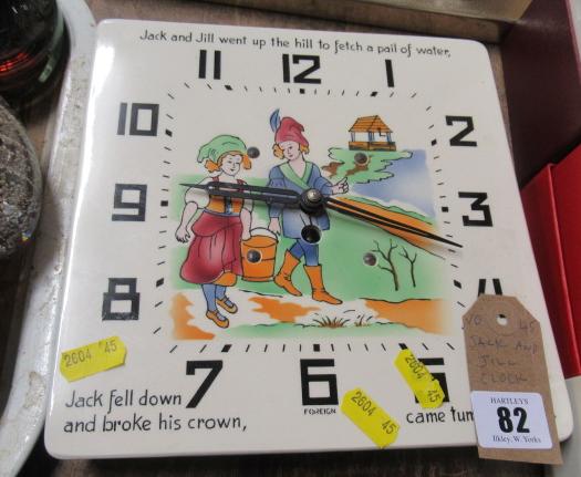 VINTAGE POTTERY JACK AND JILL NURSERY CLOCK Image