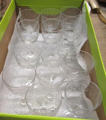 ANTIQUE ETCHED DRINKING GLASSES Image