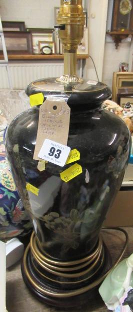 BLACK LACQUERED ORIENTAL TABLE LAMP Image