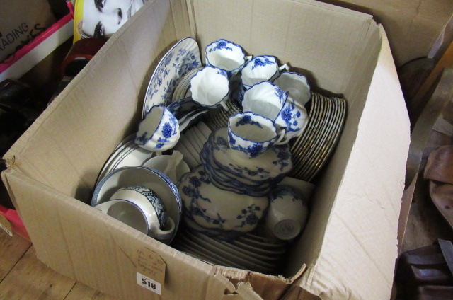 BOX OF BLUE AND WHITE TEA WARE ETC Image