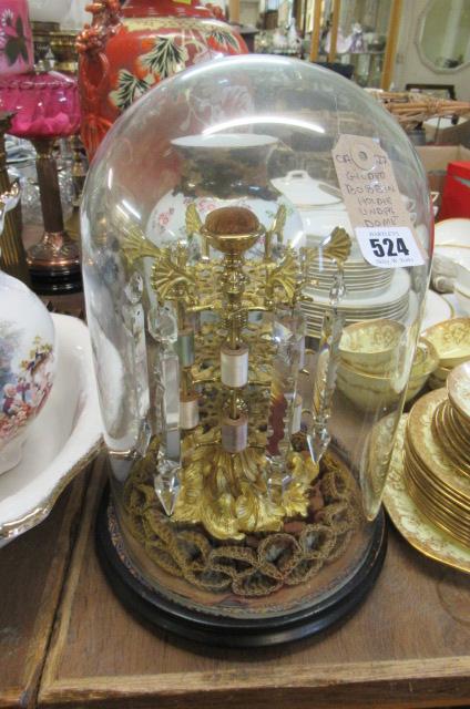 GILT BRASS BOBBIN HOLDER UNDER DOME Image