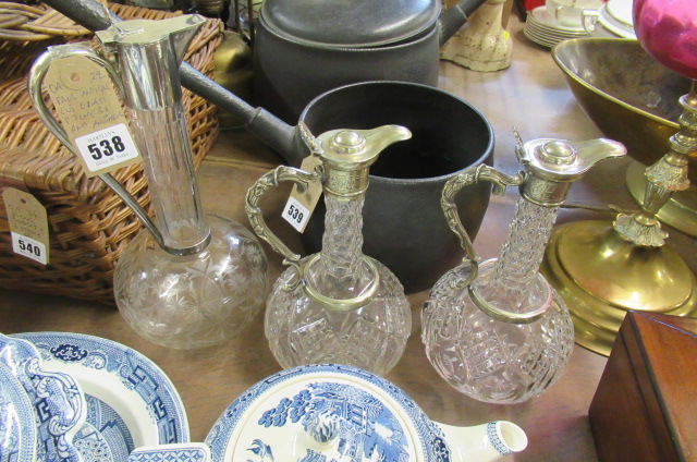PAIR OF CUT GLASS CLARET JUGS AND ANOTHER Image