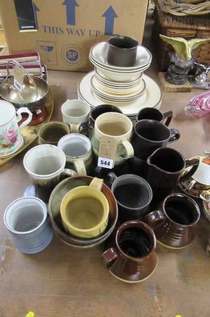 QUANTITY OF RUSTIC POTTERY PLATES ETC Image
