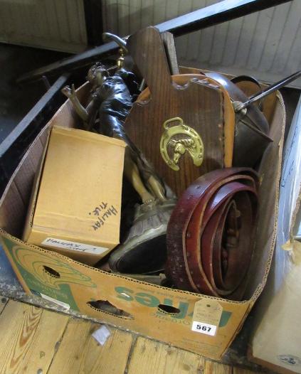 BOX OF CLOCK PARTS AND OTHER METAL ITEMS  Image