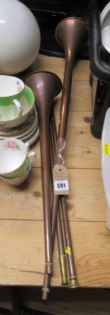 TWO COPPER HUNTING HORNS Image