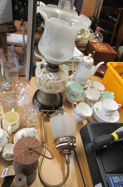 BRASS AND GLASS OIL LAMP Image