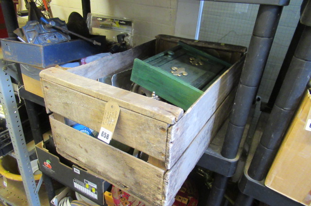 VINTAGE WOODEN CRATE AND CONTENTS Image