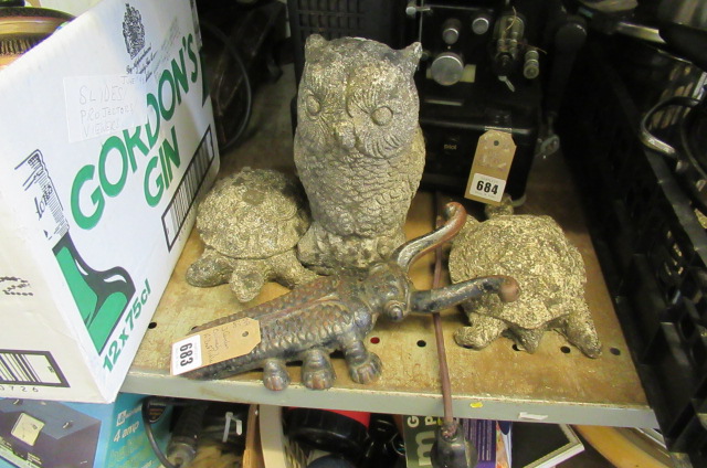 THREE GARDEN ORNAMENTS AND A BOOT JACK Image