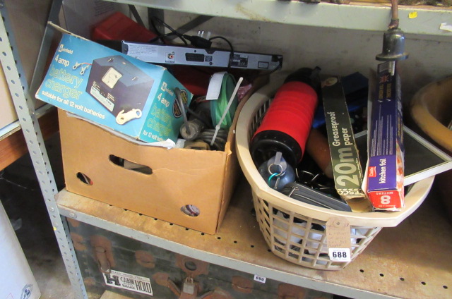 TWO BOXES OF MISCELLANEOUS INCLUDING DVD PLAYER Image