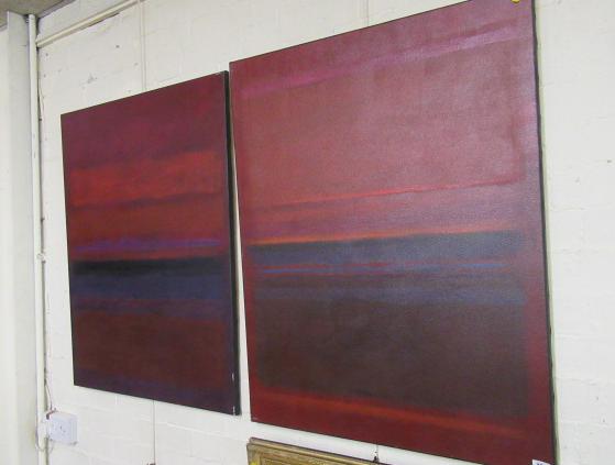 PAIR OF OIL ON CANVAS ABSTRACTS Image