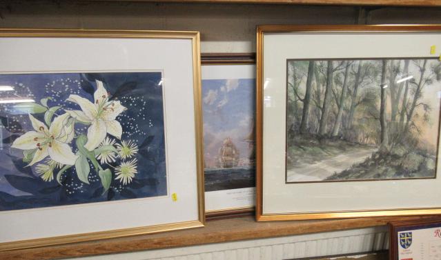 TWO WATERCOLOURS AND A PRINT Image