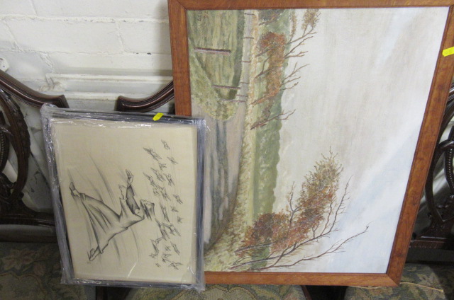 TWO OILS AND A PENCIL DRAWING Image