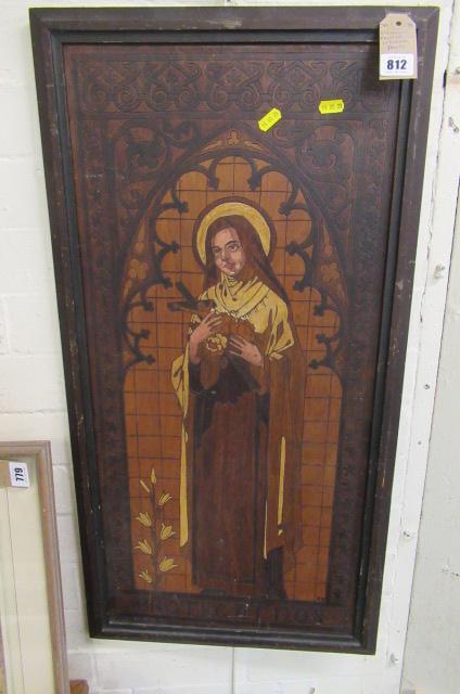 RELIGIOUS PAINTING ON WOODEN PANEL Image