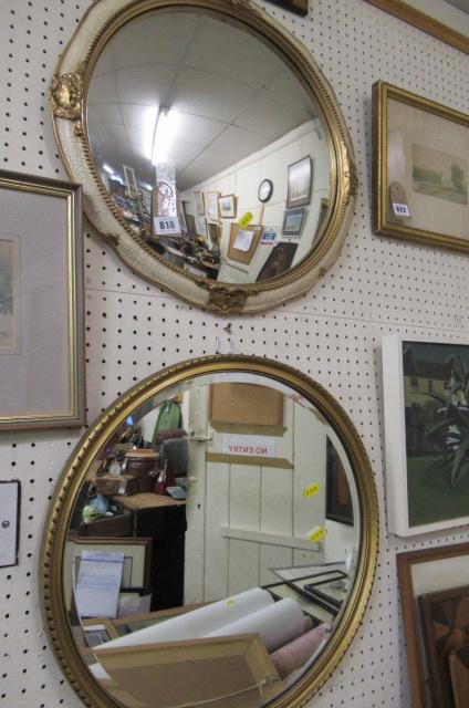 TWO GILT FRAMED CIRCULAR MIRRORS Image