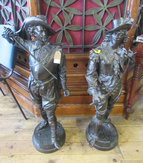 TWO VICTORIAN SPELTER FIGURES DON JUAN AND DON CESAR Image