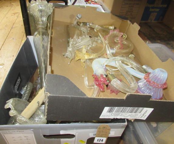 TWO BOXES OF GLASS INCLUDING CHANDELIER Image