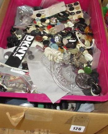 TWO BOXES OF BUTTONS AND SEWING ITEMS Image