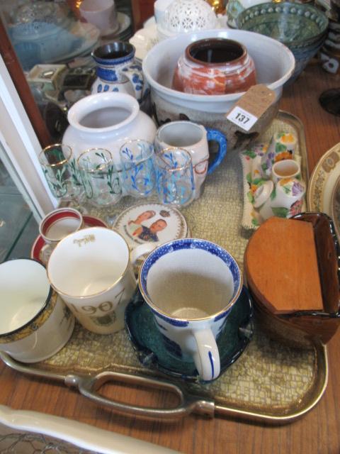 TRAY OF CERAMICS AND GLASS Image
