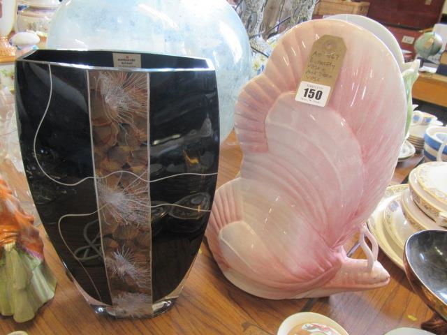 BUTTERFLY VASE AND AN ART DECO VASE Image