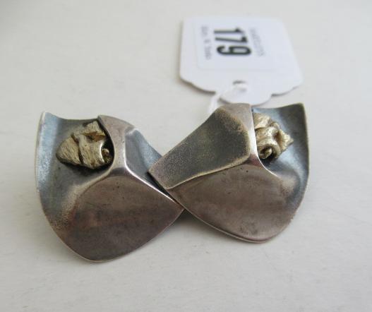PAIR OF N E FROM DANISH SILVER EAR CLIPS Image