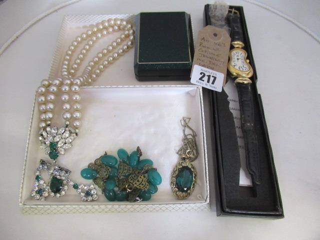 BOX OF COSTUME JEWELLERY INCLUDING DALI WATCH Image