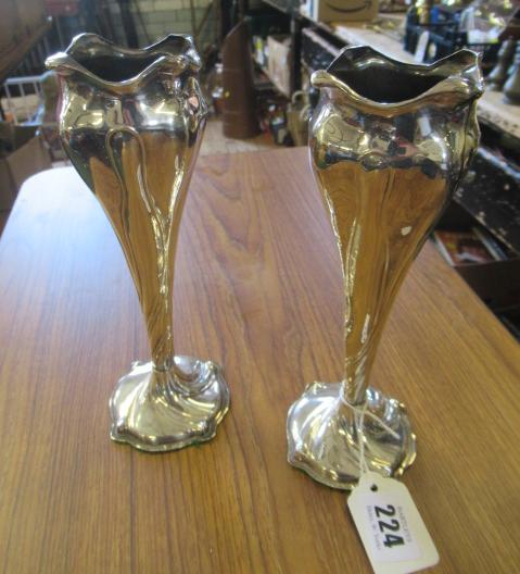 PAIR OF SILVER POSY VASES Image