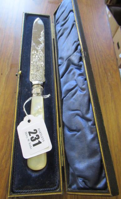 SILVER AND MOTHER OF PEARL CAKE KNIFE Image