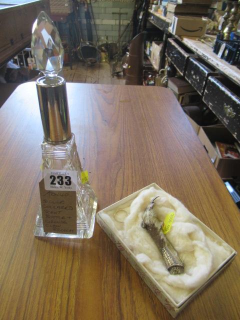 SILVER COLLARED SCENT BOTTLE AND GROUSE CLAW BROOCH Image