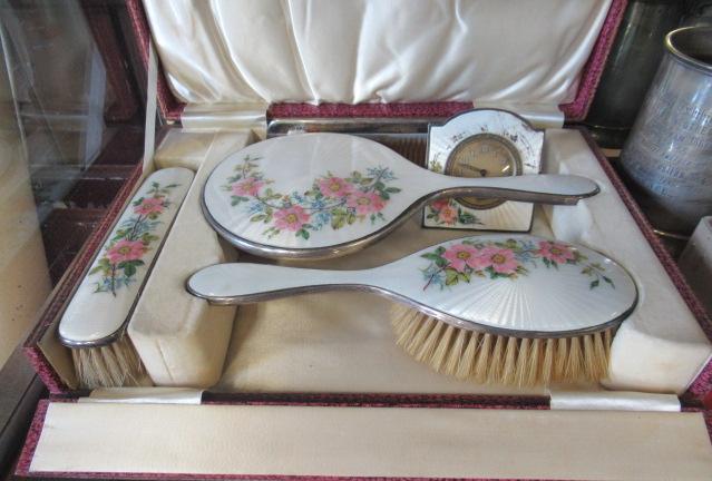 SILVER AND ENAMEL DRESSING TABLE SET Image