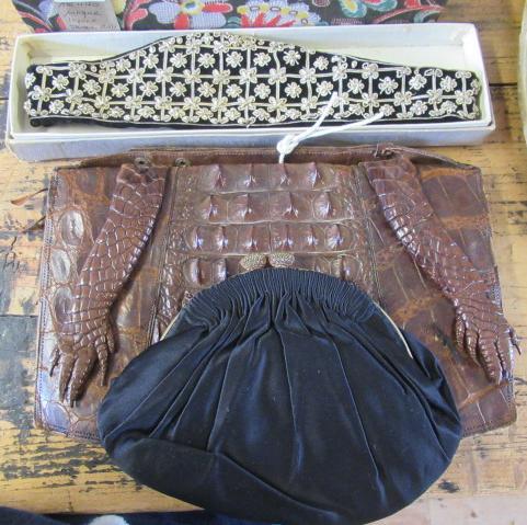 CROCODILE HANDBAG AND TWO OTHER ITEMS Image