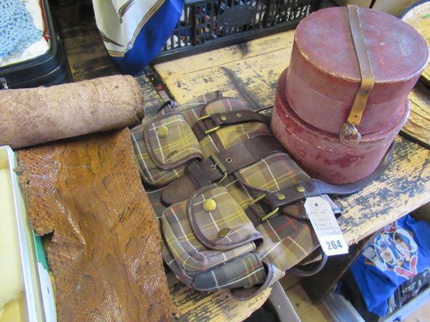 TWO COLLAR BOXES A SNAKE SKIN AND A BARBOUR HANDBAG Image