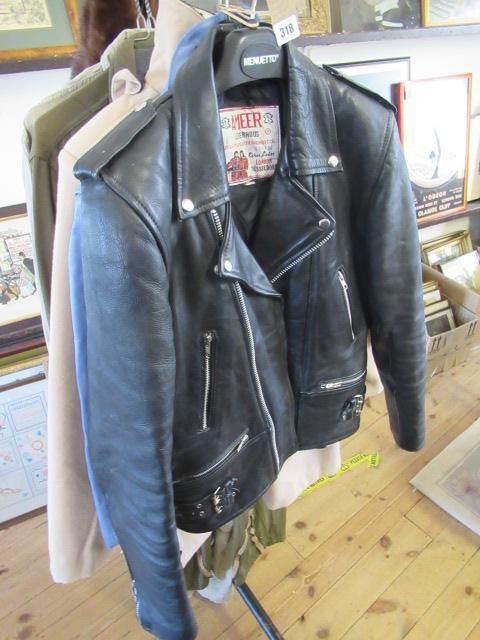 LEATHER BIKERS JACKET BLUE LEATHER JACKET AND ANOTHER COAT Image