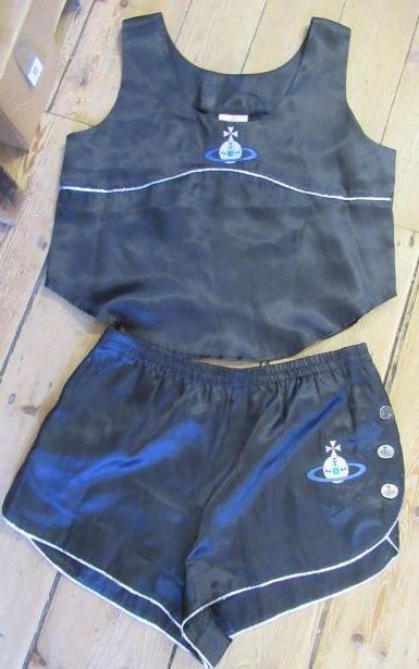 VIVIENNE WESTWOOD BLACK SATIN BOXER TWO PIECE SET Image