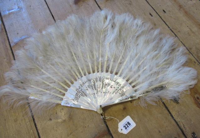 VICTORIAN MOTHER OF PEARL AND FEATHER FAN Image