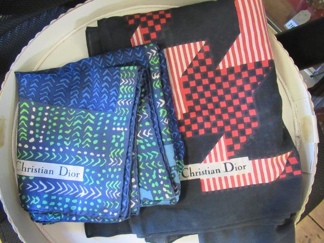 VINTAGE CHRISTIAN DIOR SILK SCARF AND COTTON SARONG Image