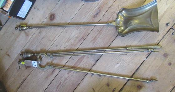 SET OF THREE ANTIQUE BRASS FIRE TOOLS Image