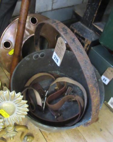 BRASS JAM PAN AND TWO SCOUT BELTS Image