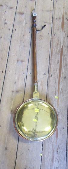 BRASS AND COPPER BED WARMER Image