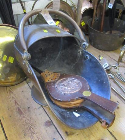 COPPER COAL SCUTTLE AND BELLOWS Image