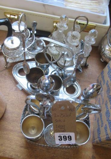 TWO CRUET SETS AND TWO EGG CRUETS Image