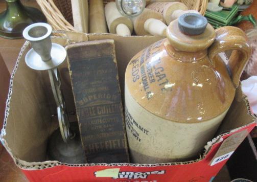 1925 HARRY HOLGATE BOTTLE VINTAGE EPNS FORKS AND AN INDIAN CANDLESTICK Image