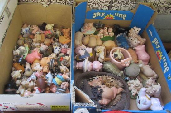 TWO BOXES OF PIG ORNAMNETS Image