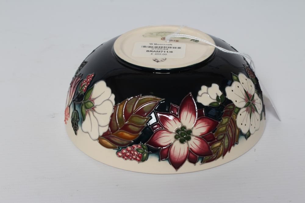 A MOORCROFT POTTERY BRAMBLE REVISITED PATTERN SMALL BOWL, 2016, of plain circular form designed by Image