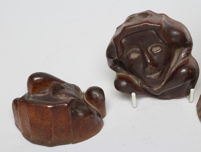 PAIR OF SALT GLAZE MASK WALL PLAQUES, 3" HIGH Image