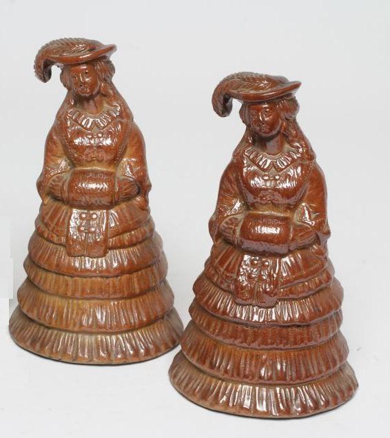 PAIR OF SALTGLAZE STONEWARE FIGURES, C.1850, 6 1/2" HIGH Image