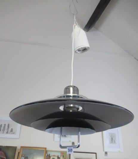 MODERN BLACK AND CHROME CEILING LIGHT Image