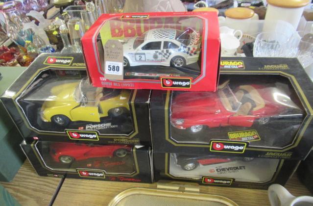 FIVE BOXED BURRAGO CARS Image