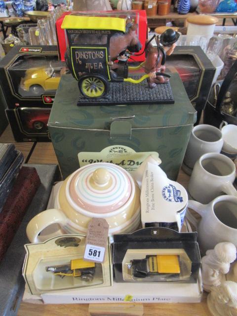 TRAY OF RINGTONS CERAMICS BOXED CARS AND ORNAMENTS Image