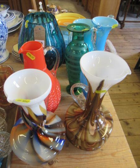 COLLECTION OF COLOURED GLASS VASES Image