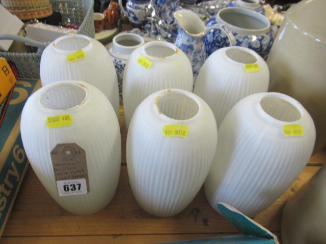 SIX MATCHING ANTIQUE WHITE GLASS LIGHT SHADES Image